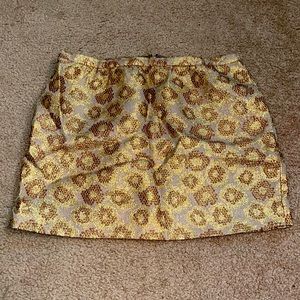 J crew gold jacquard mini skirt